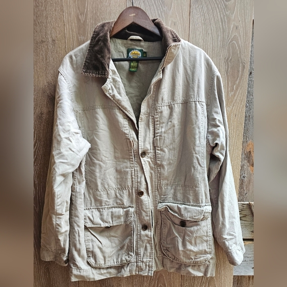 Cabela's Vintage Chore Jacket Beige and Brown Coat Jacket - Picture 1 of 4
